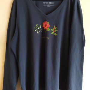 Life is Good - Holiday  Crusher Vee-neck Long Sleeve T - XXL - Never worn!